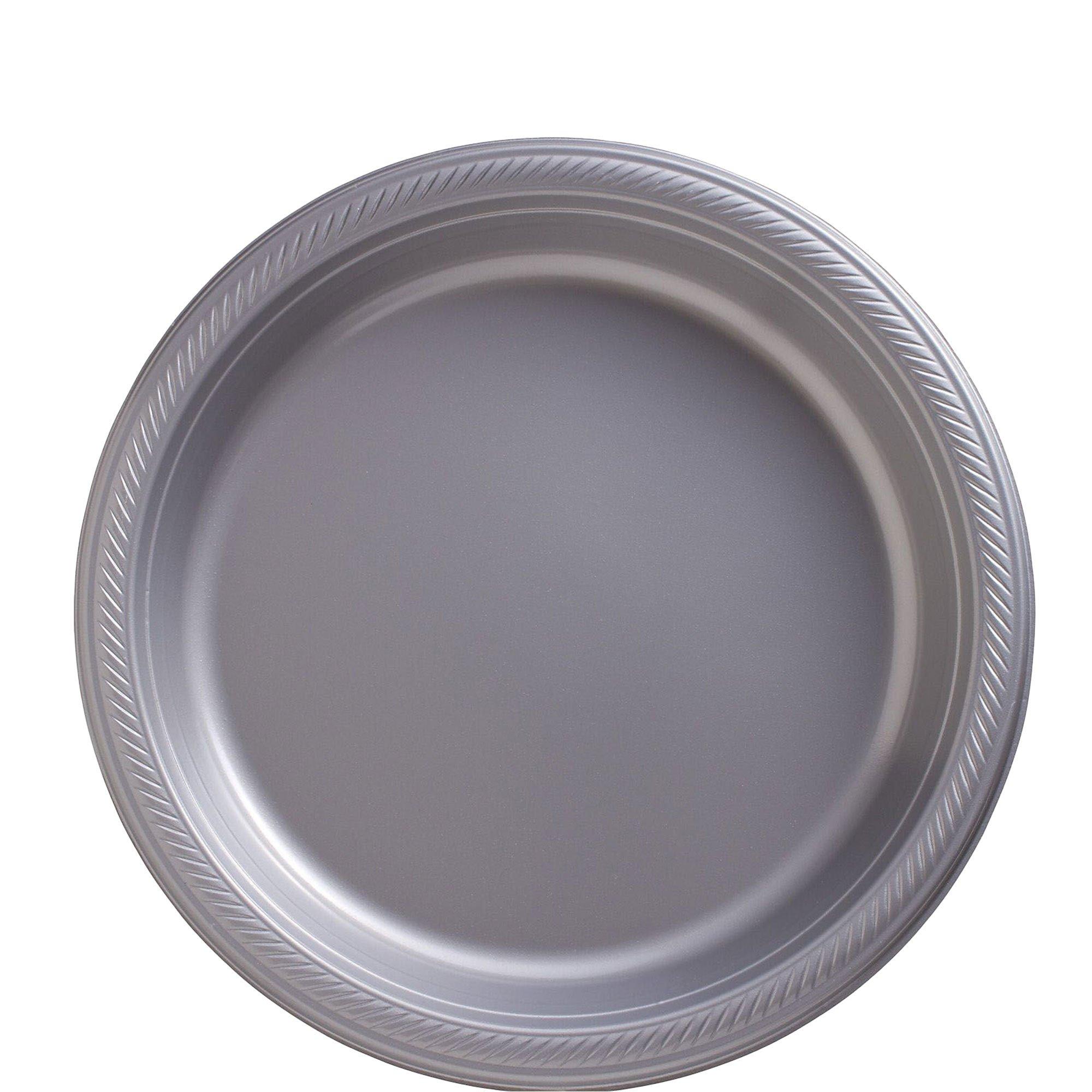 Big Party Pack Silver Plastic Dessert Plates 50ct Party City